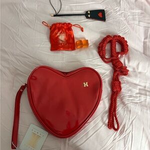 FENTY Savage Red Heart-Shaped Bag with Lingerie & Accessories